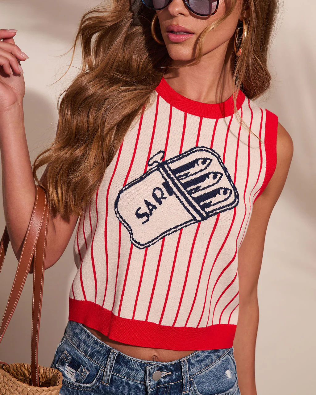 Ocean Drift Striped Sardine Print Tank Top - Image 6