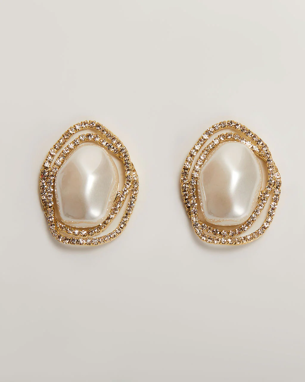 Oceanic 18k Gold Plated Pearl Stud Earrings - Image 2