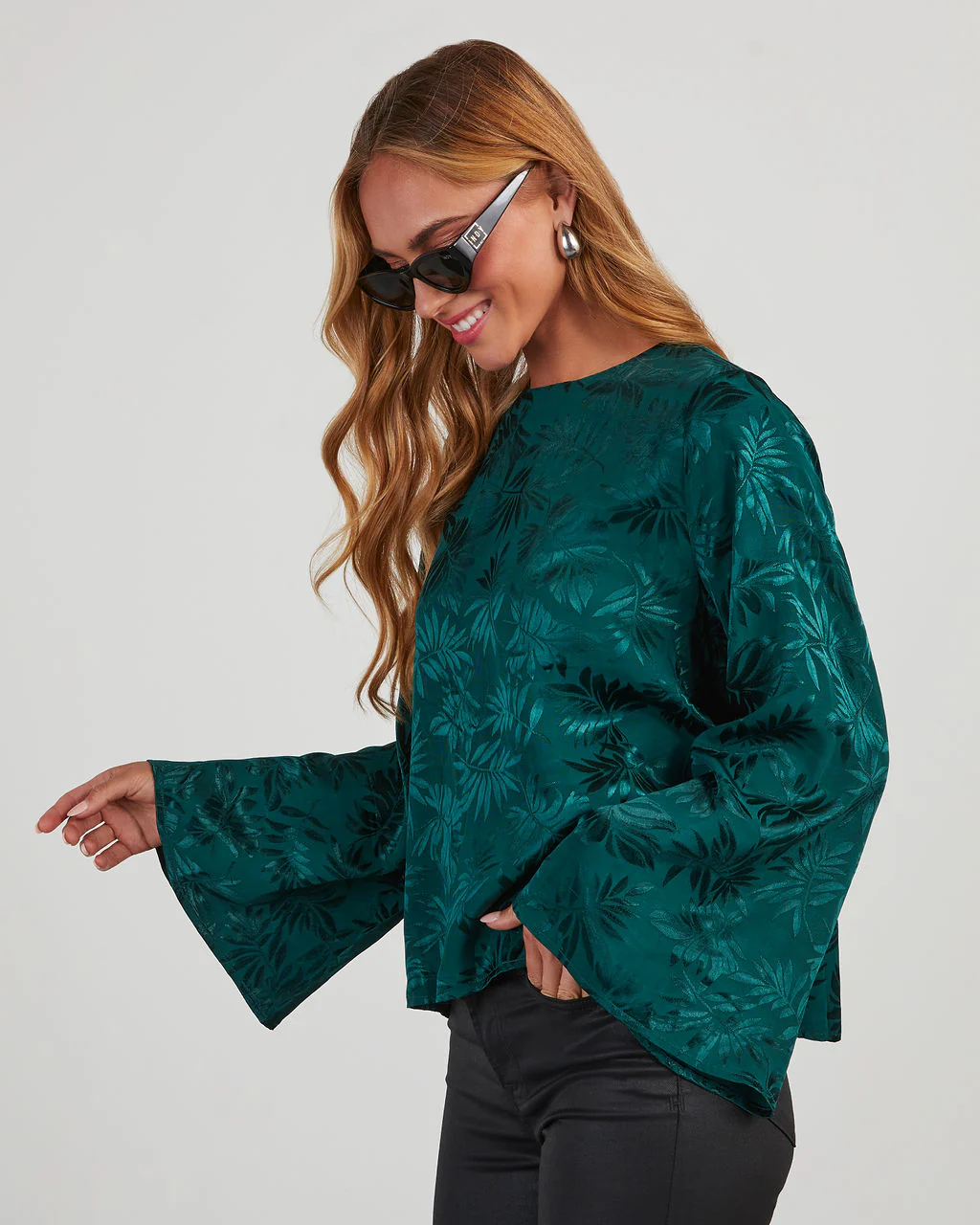 Odette Embossed Wide Sleeve Top - Image 3