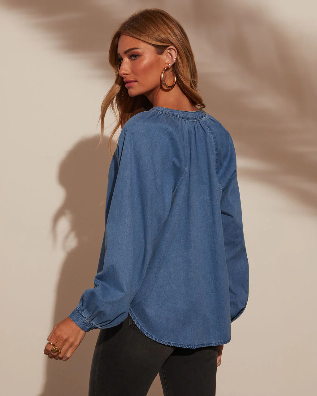 Office Hours Denim Button Down Top - Image 4