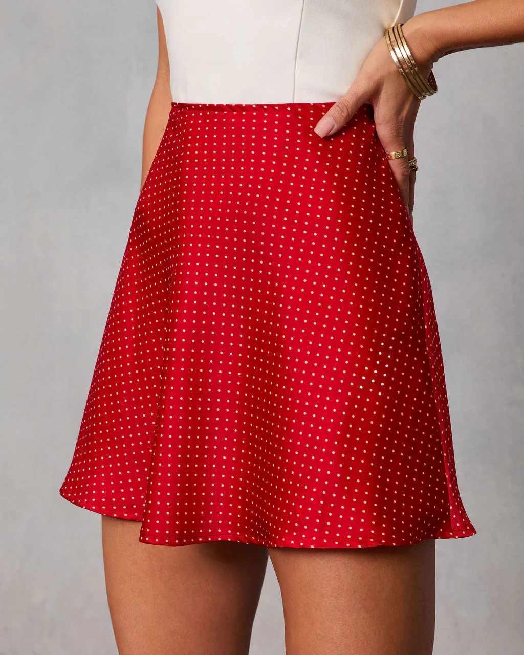 Olivra Satin Polka Dot Mini Skirt - Image 3