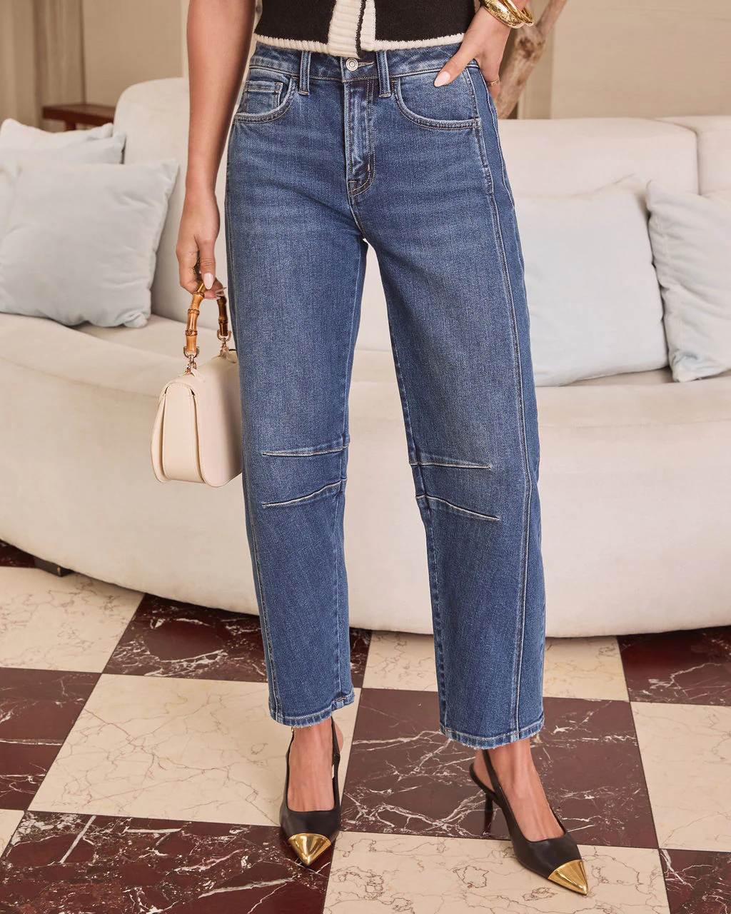 Ollie Stretch High Rise Barrel Pintuck Jeans - Image 2