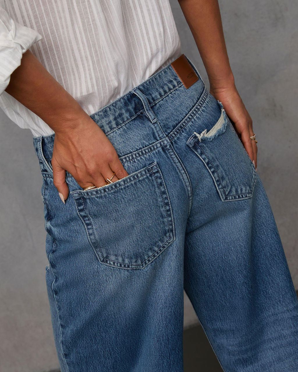 Olsen Rigid Distressed Barrel Jeans - Image 6