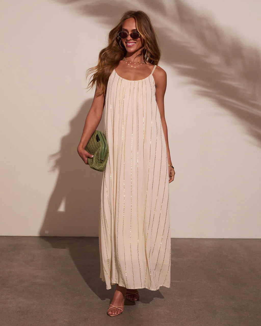 Onda Striped Metallic Maxi Dress - Image 5