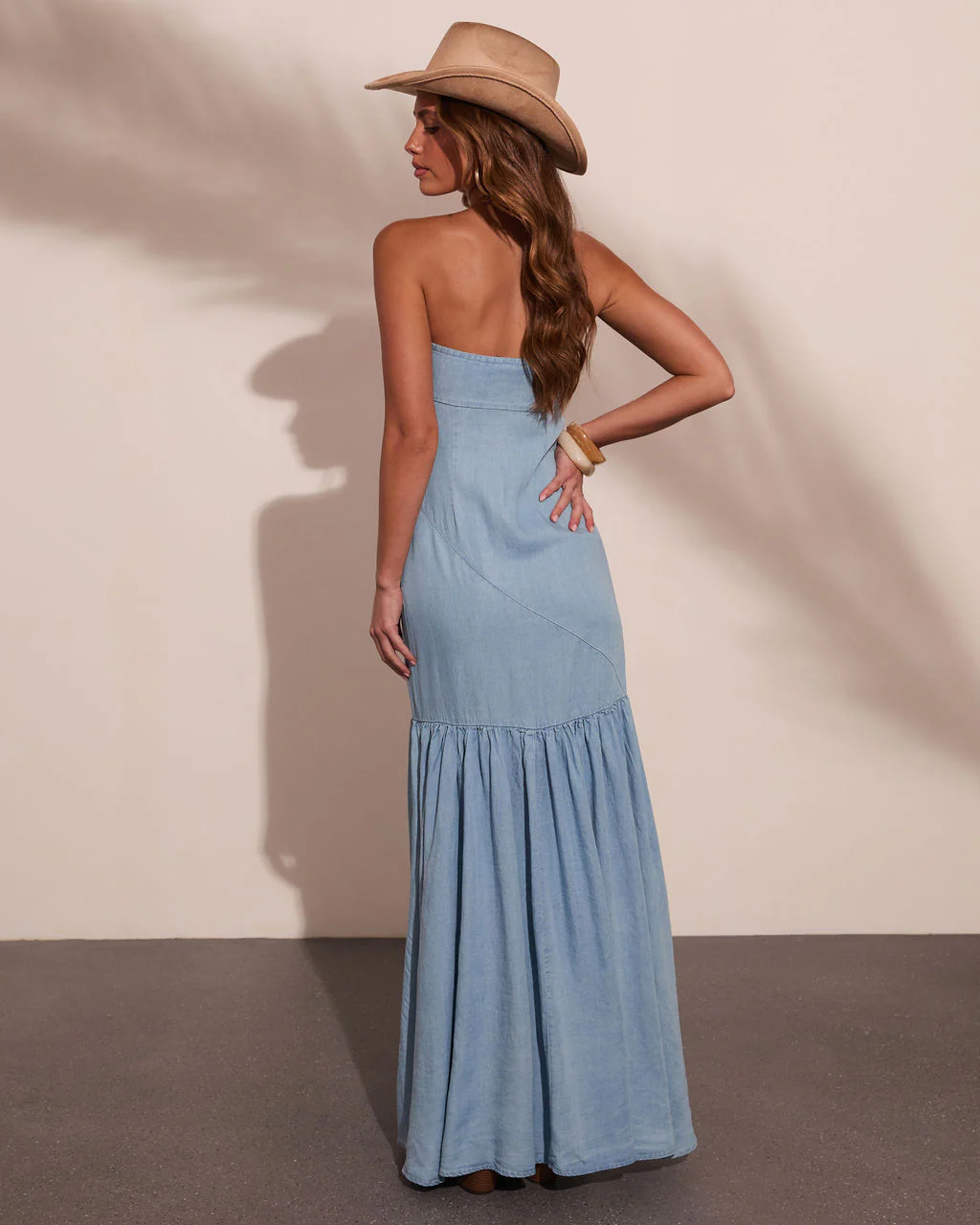 Open Sky Strapless Chambray Maxi Dress - Image 4