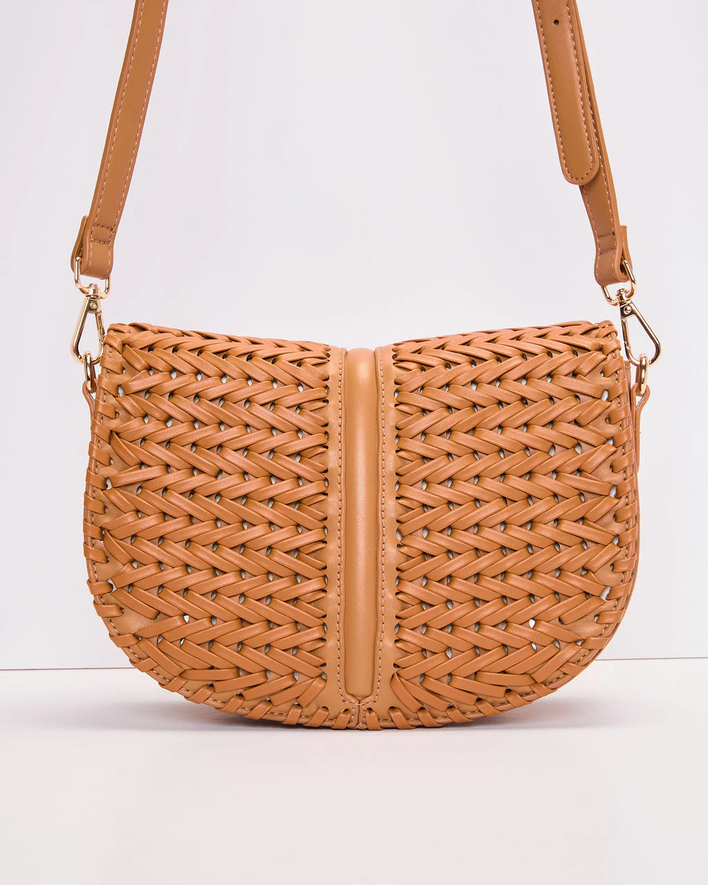 Orelia Woven Vegan Leather Crossbody Bag - Image 2