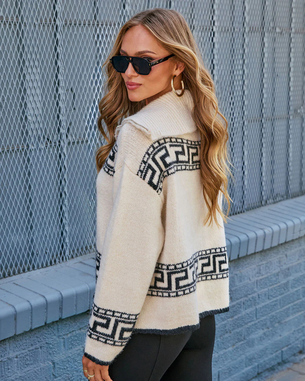 Ottie Quarter Zip Print Sweater - Image 3
