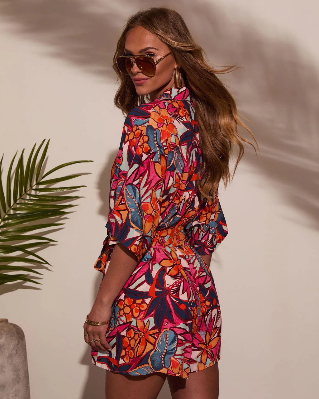 Out And About Printed Waist Tie Romper - Image 10