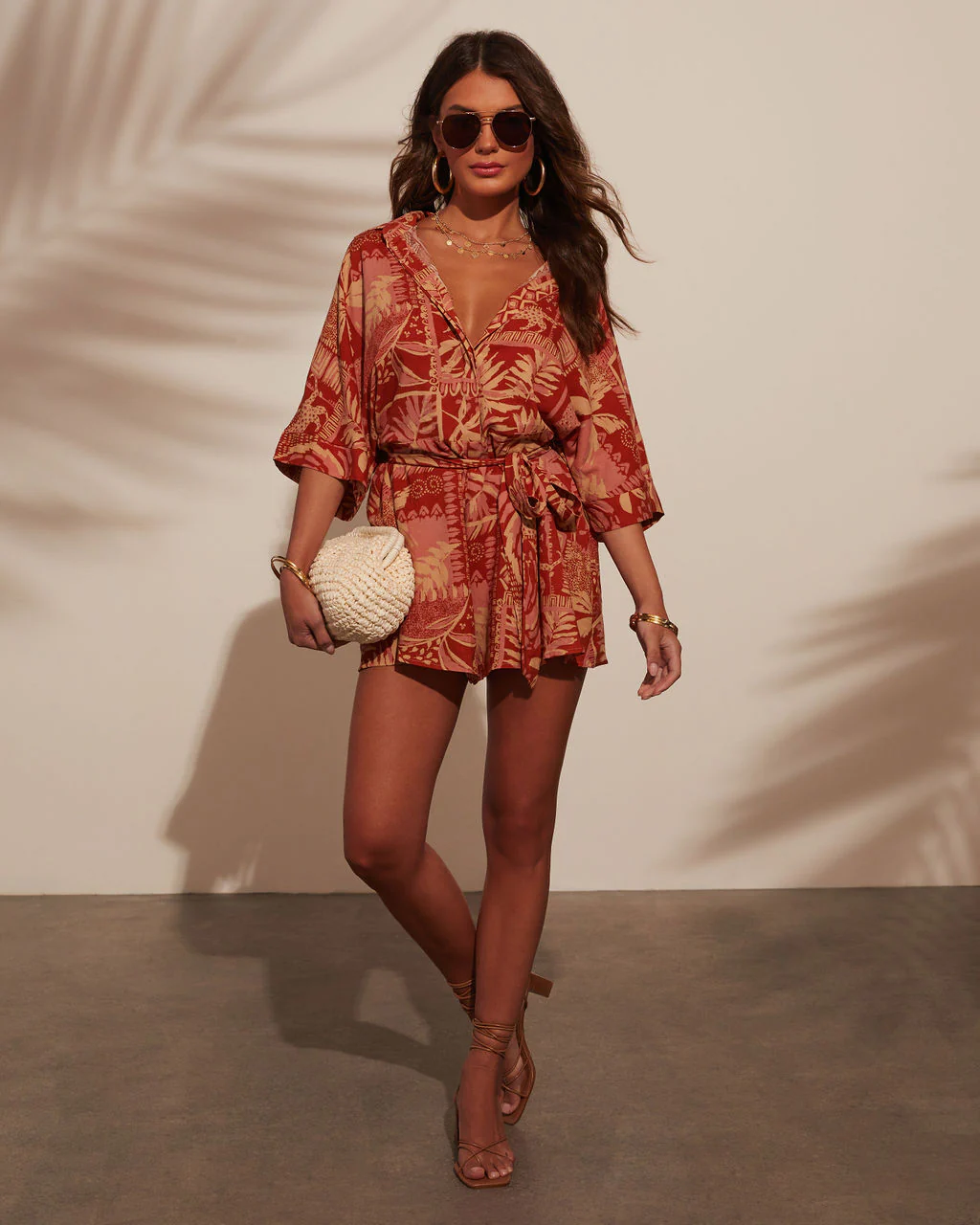 Out And About Printed Waist Tie Romper - Image 18