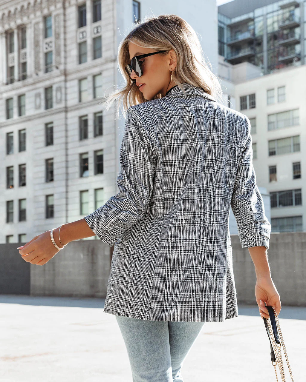 Oxnard Pocketed Houndstooth Blazer - Image 4