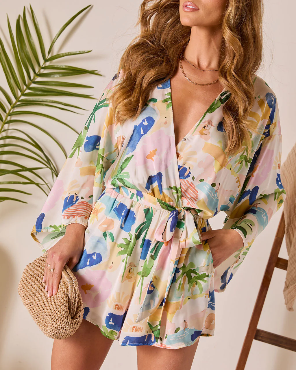 Palm Canyon Satin Tie Waist Romper - Image 11