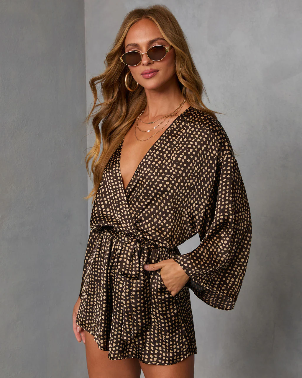 Palm Canyon Satin Tie Waist Romper - Image 27