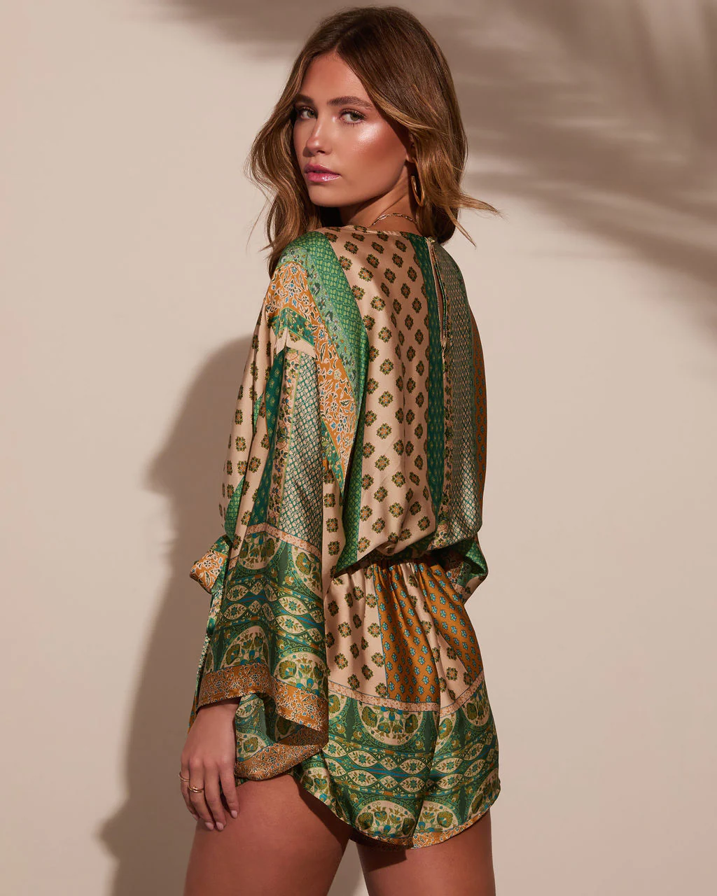 Palm Canyon Satin Tie Waist Romper - Image 40