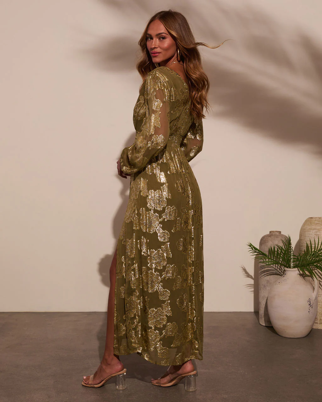 Palm Cove Floral Lurex Maxi Dress - Image 4