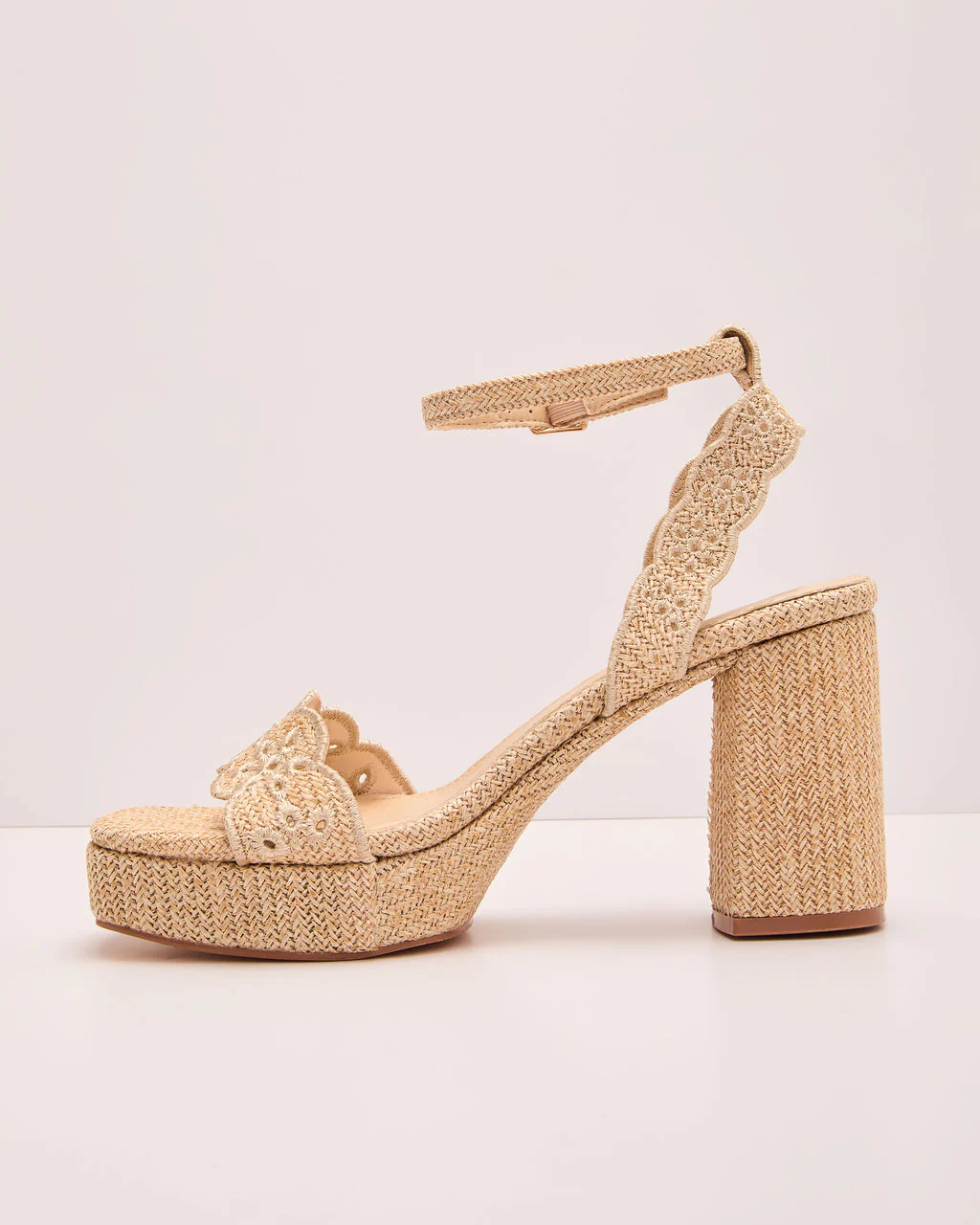 Palm Glow Raffia Laser Cut Heel Sandal - Image 3