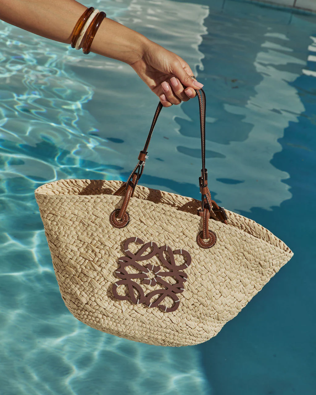 Palm Leaf Monogram Straw Tote Bag - Image 6