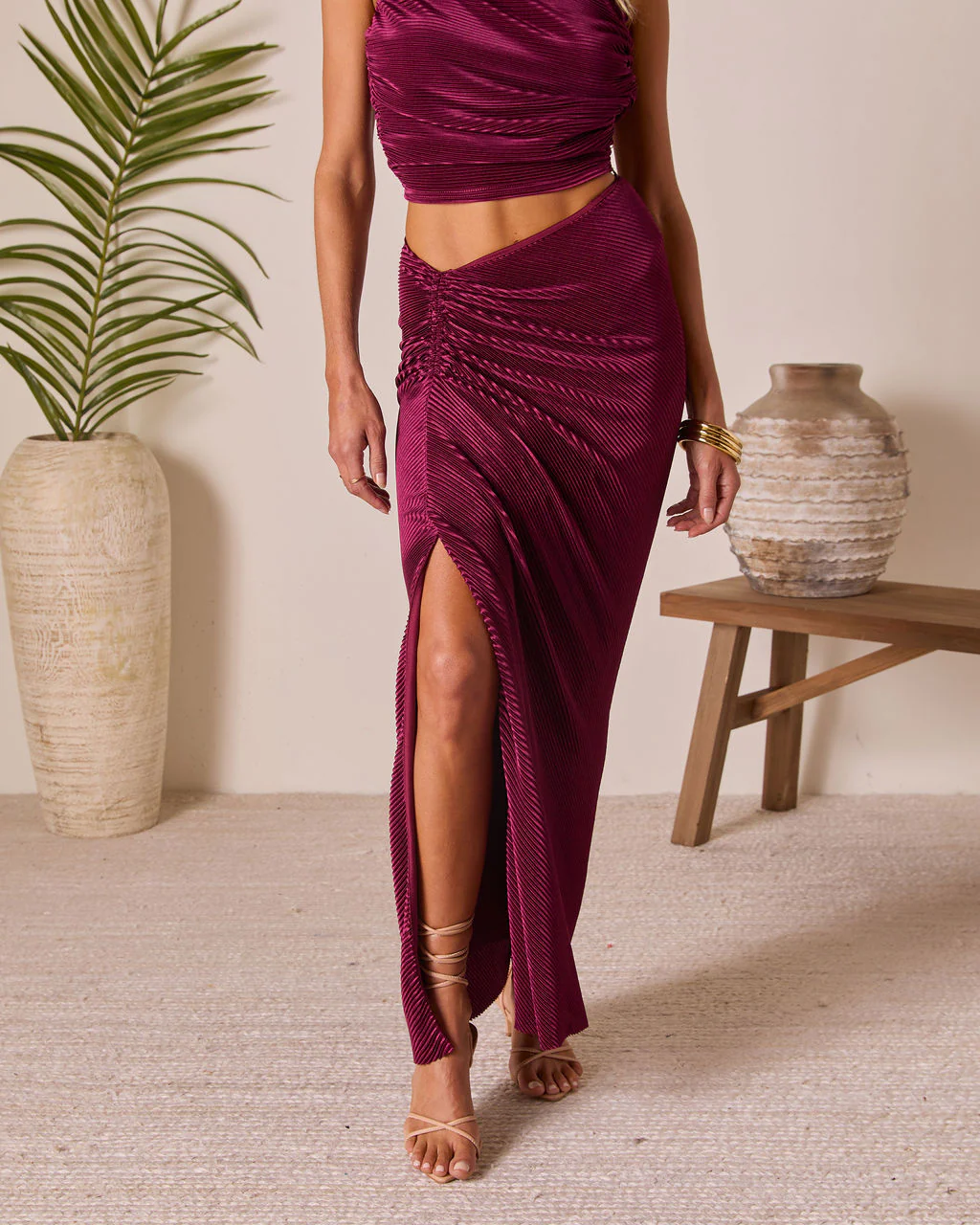 Palmaria Pleated Gathered Front Maxi Skirt - Image 2