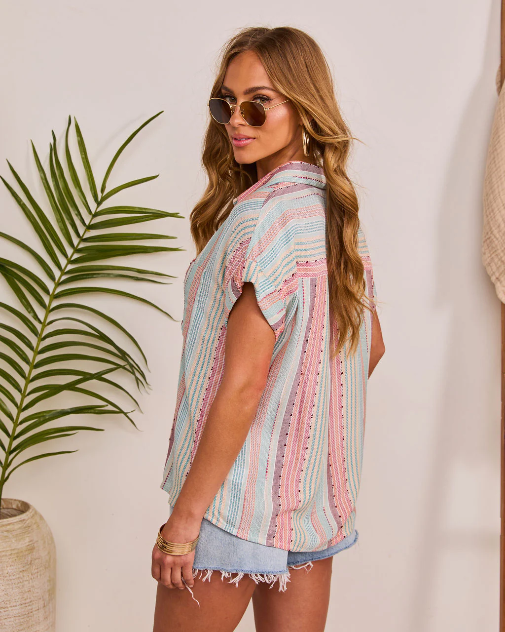 Palmelle Striped Button Down Top - Image 4