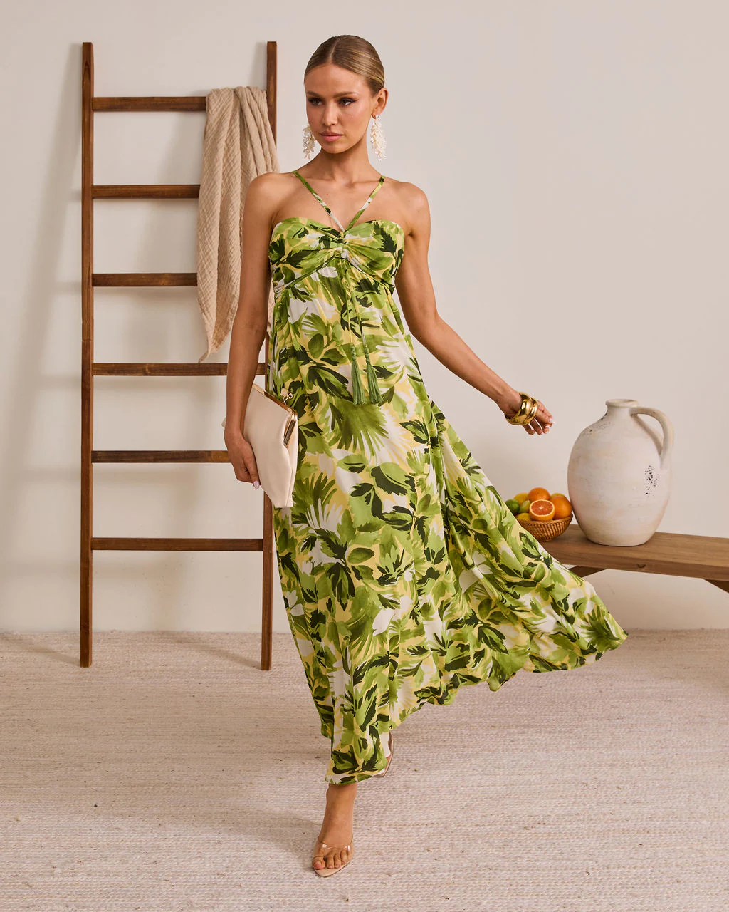 Palmline Coast Tropical Halter Maxi Dress - Image 5