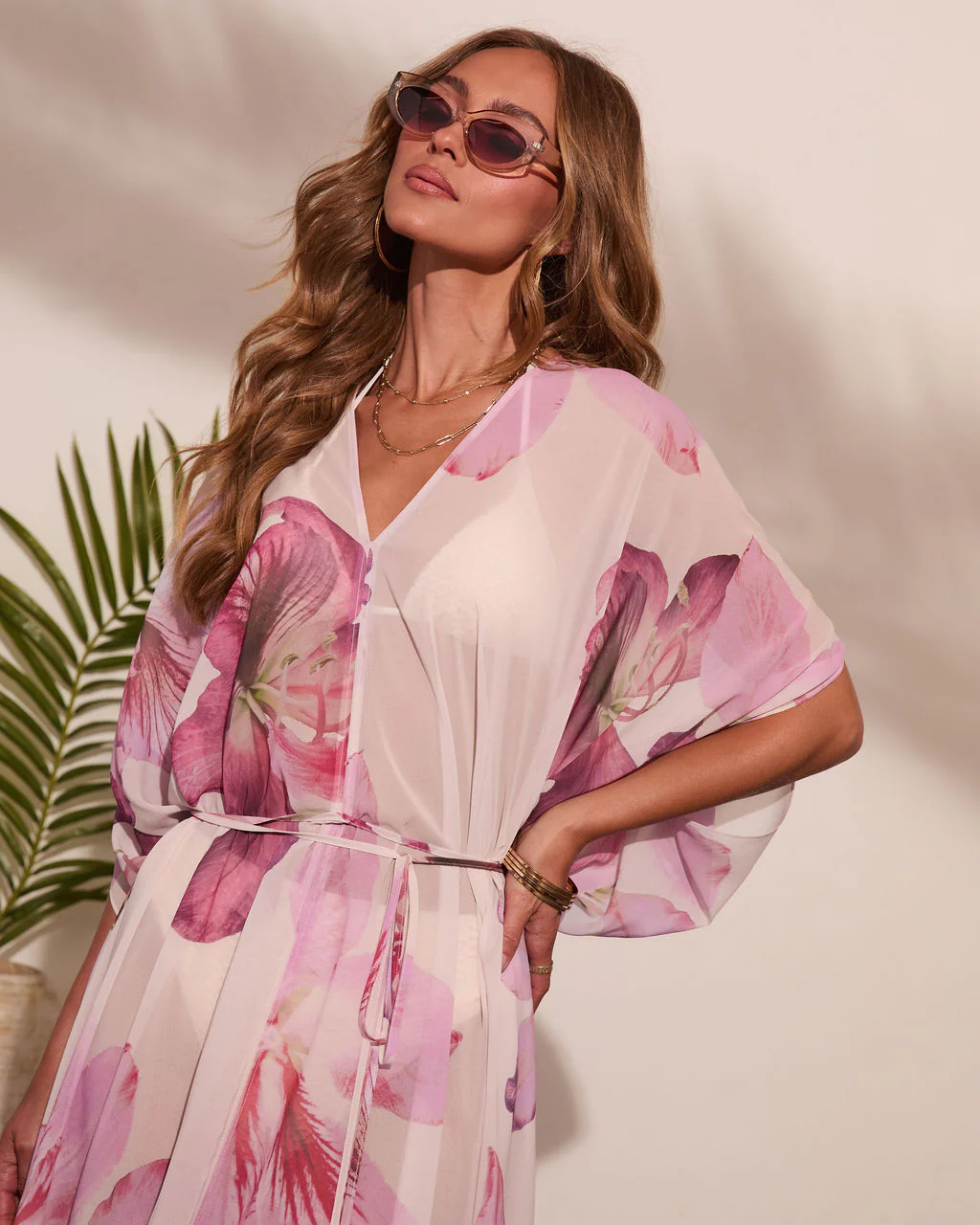 Paradise Blossom Floral Print Cover Up Mini Dress - Image 2