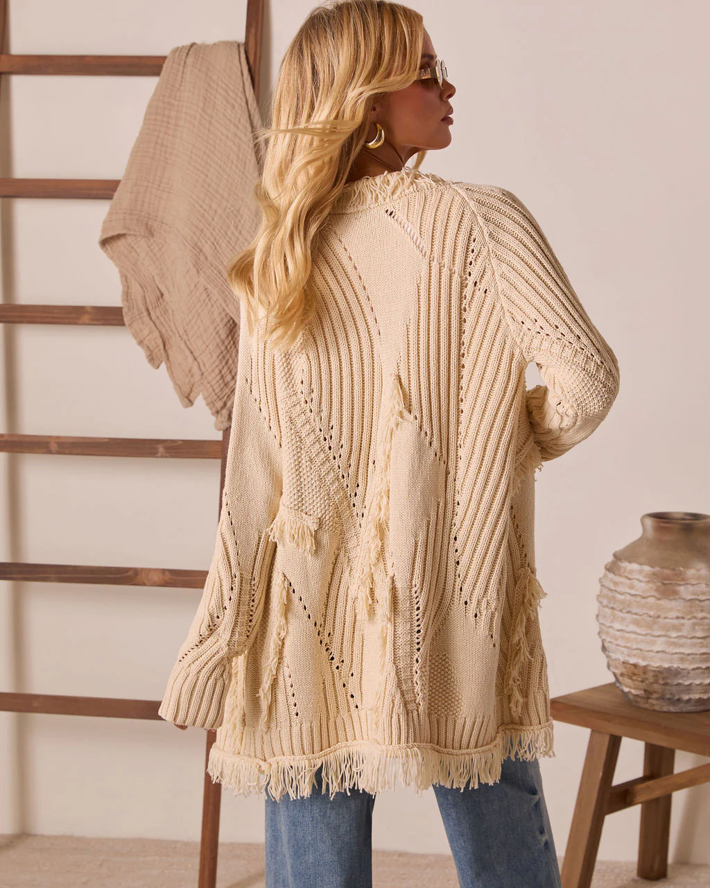 Past Season Fringe Open Front Sweater - Image 4