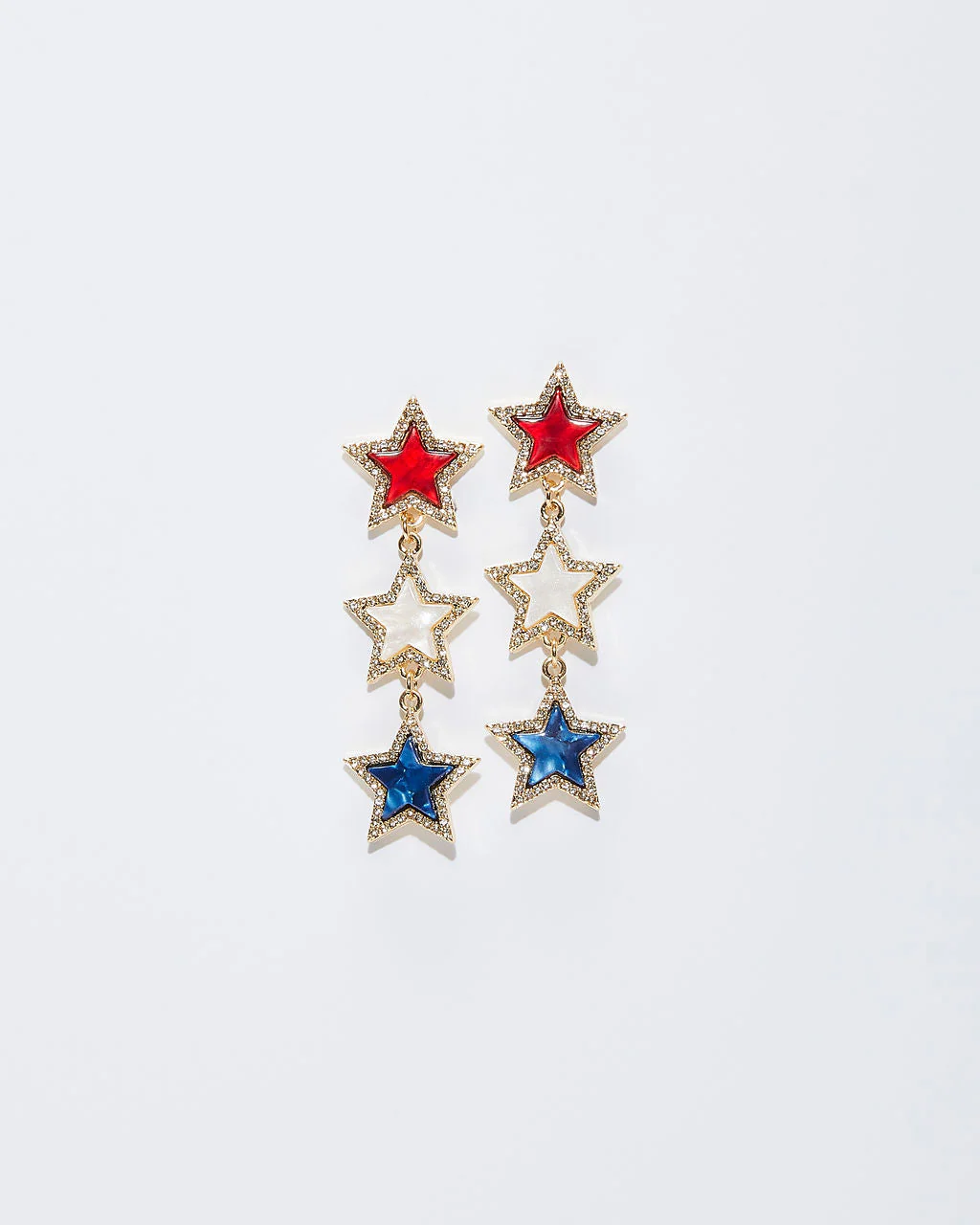 Patriotic Triple Star Drop Earrings - Image 2