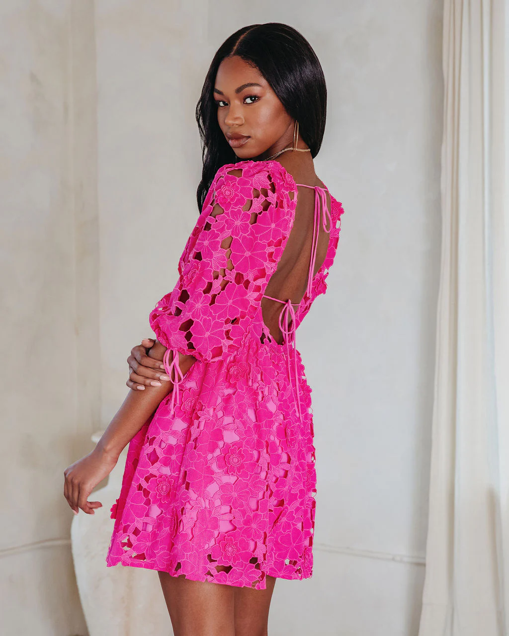 Paulette Floral Crochet Lace Mini Dress - Image 16