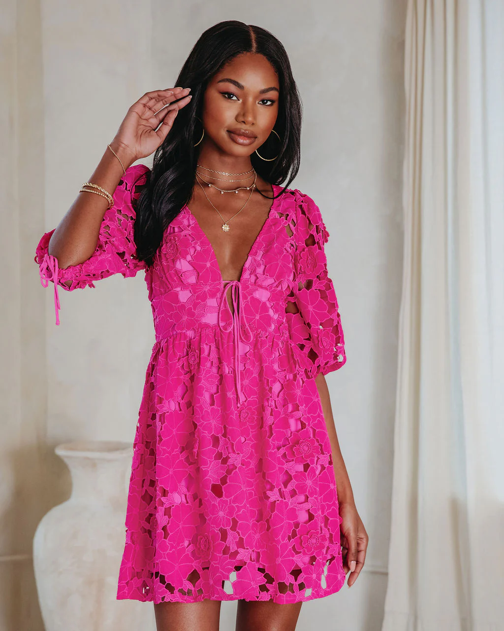 Paulette Floral Crochet Lace Mini Dress - Image 18