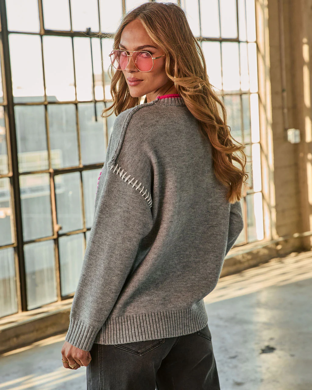 Peace Sign Vibes Long Sleeve Graphic Sweater - Image 4