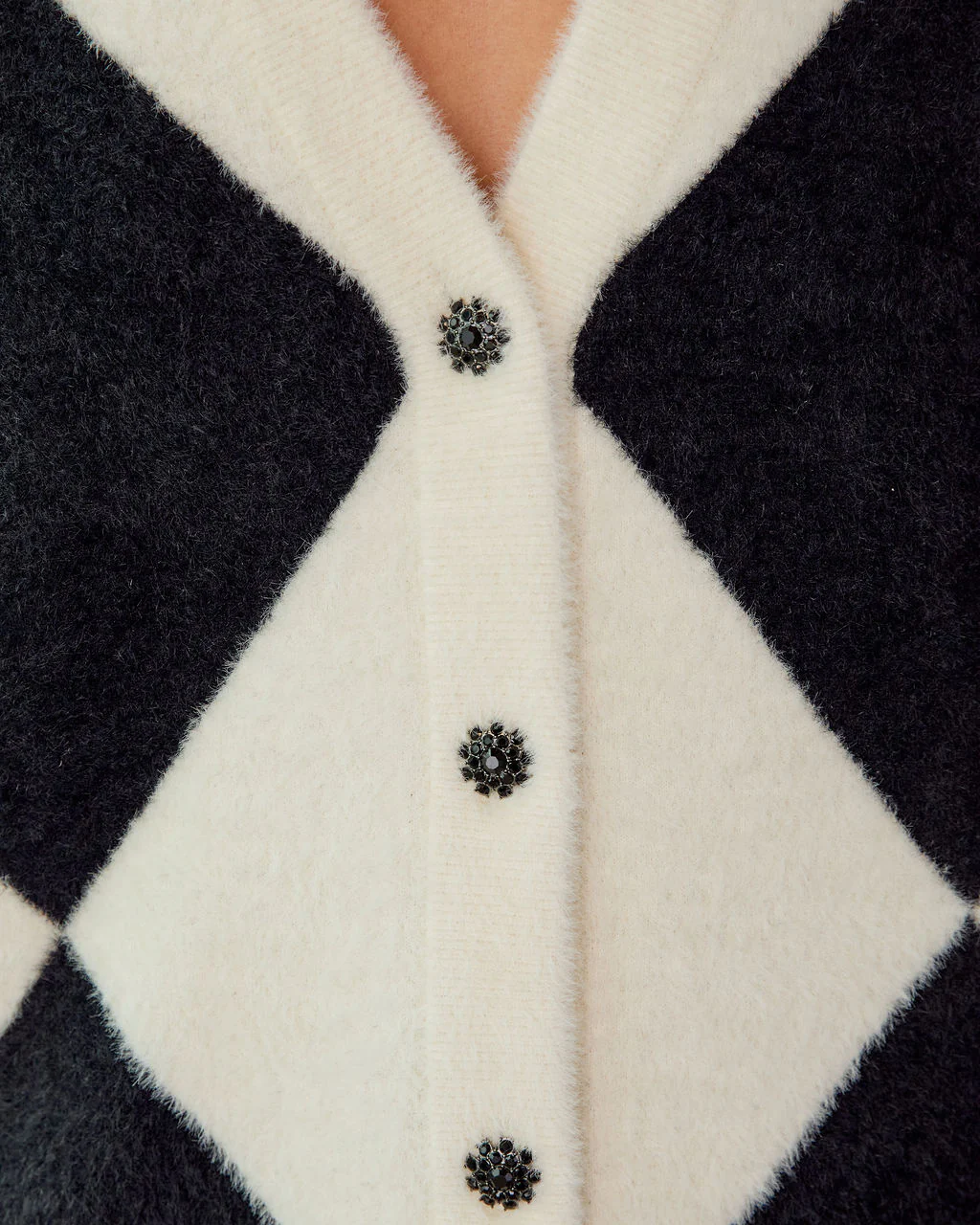 Peirce Contrast Checkered Knit Cardigan - Image 6