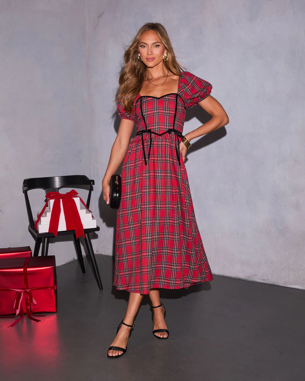 Peppermint Wishes Plaid Maxi Dress - Image 6