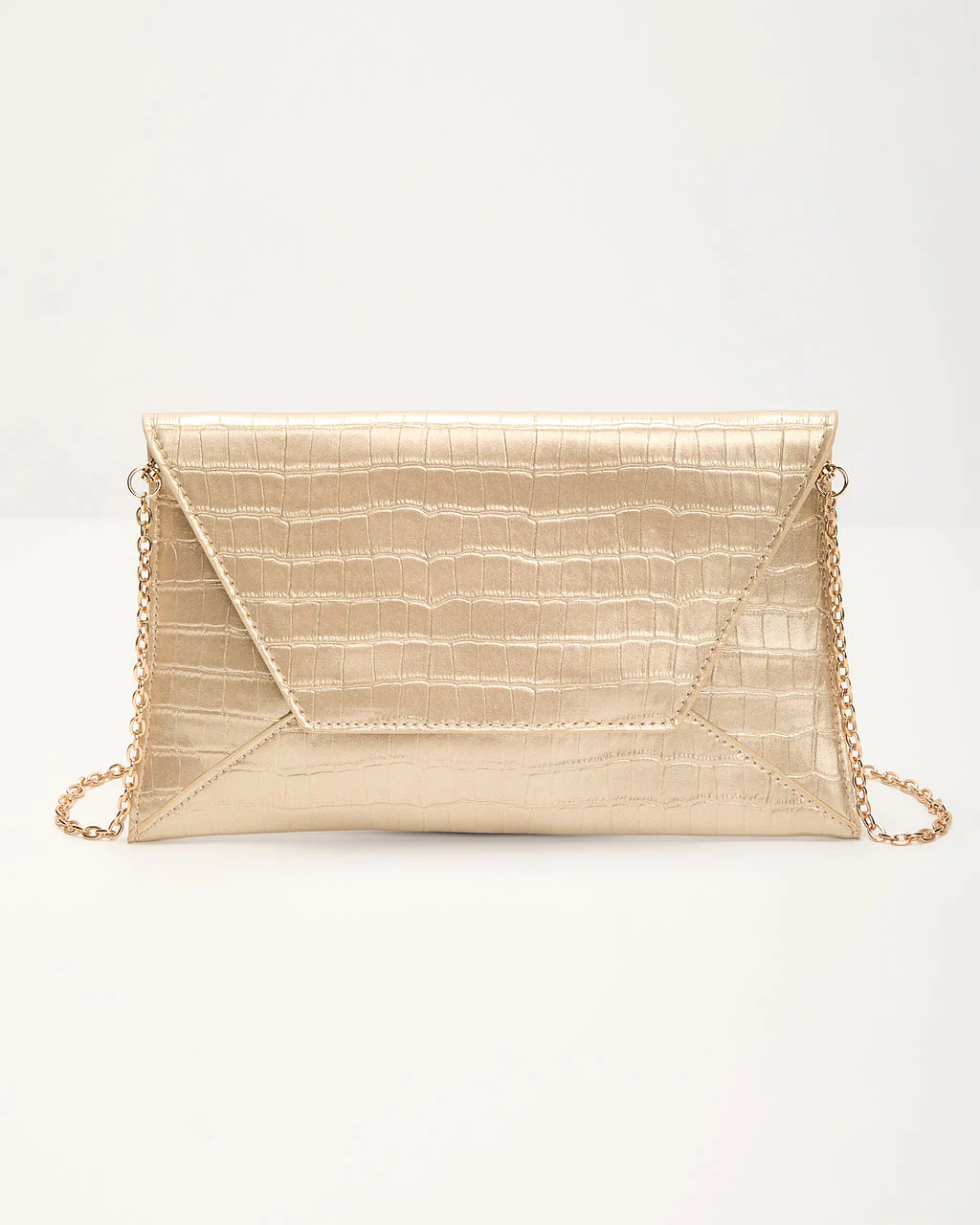 Perfect Timing Croc Metallic Envelope Clutch - Image 2