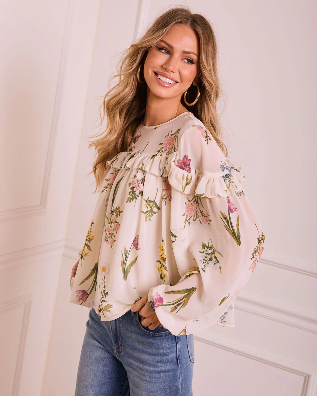 Petal Dance Floral Ruffle Blouse - Image 3