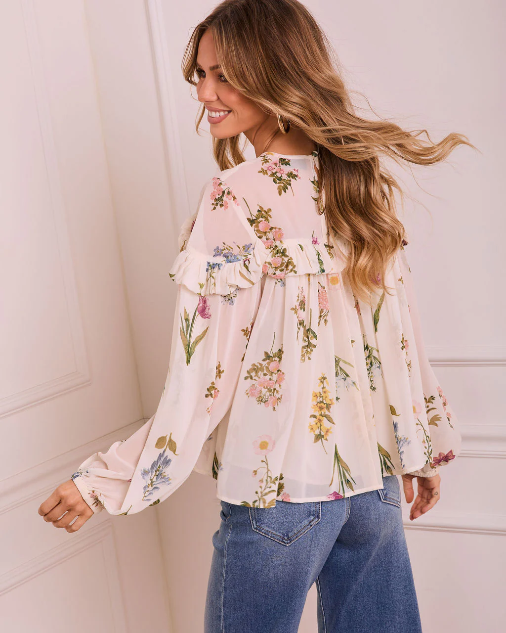 Petal Dance Floral Ruffle Blouse - Image 4