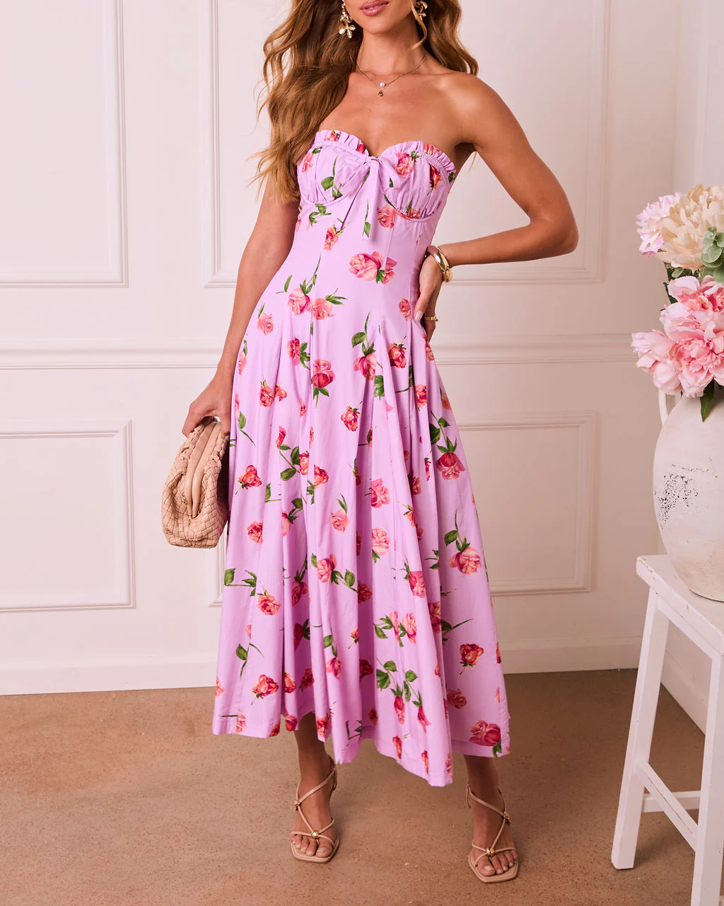 Petal Halo Strapless Floral Maxi Dress - Image 5