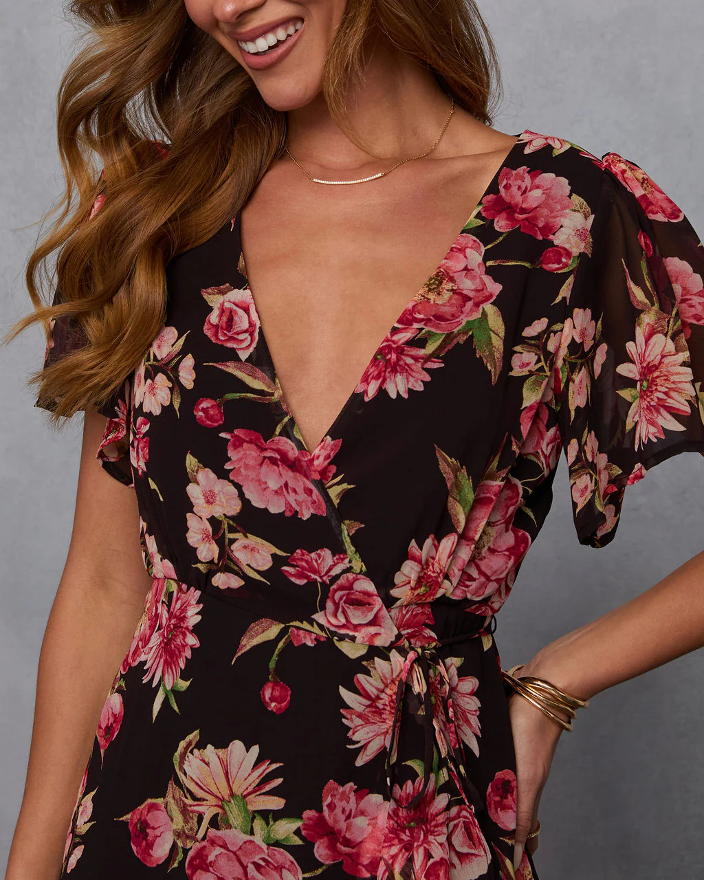Petal Whisper Wrap Floral Midi Dress - Image 2
