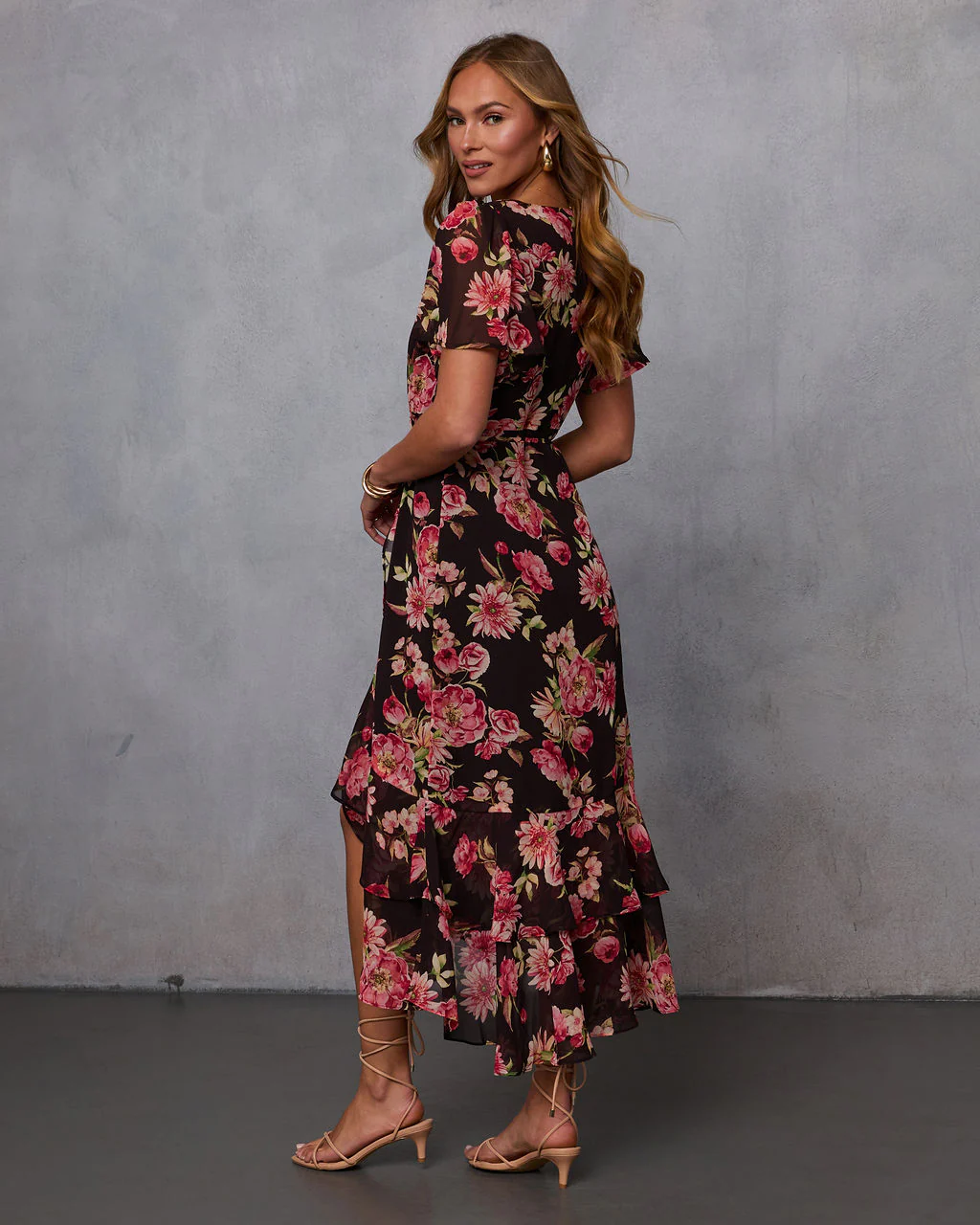 Petal Whisper Wrap Floral Midi Dress - Image 4