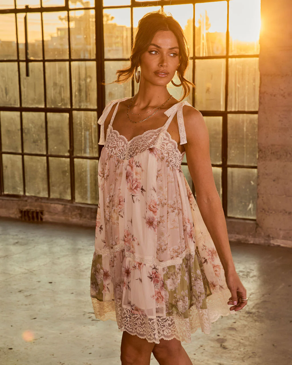 Petals Unspoken Floral Chiffon Lace Mini Dress - Image 3