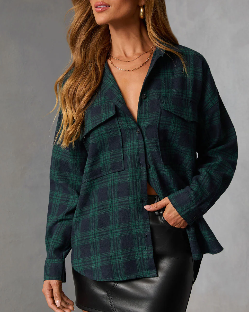 Petaluma Cotton Blend Plaid Button Down Top - Image 12