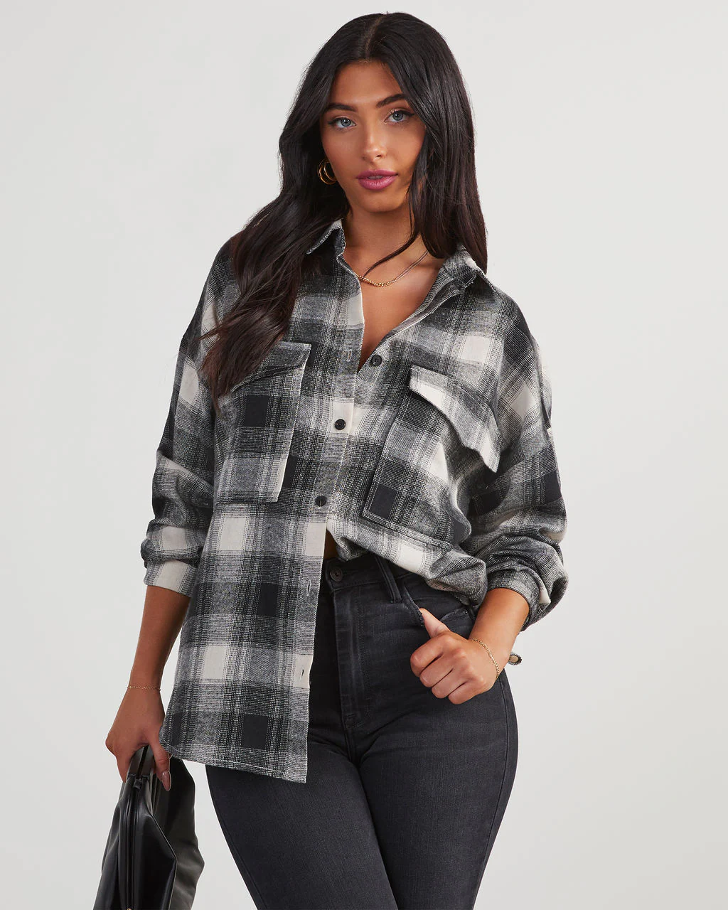 Petaluma Cotton Blend Plaid Button Down Top - Image 35