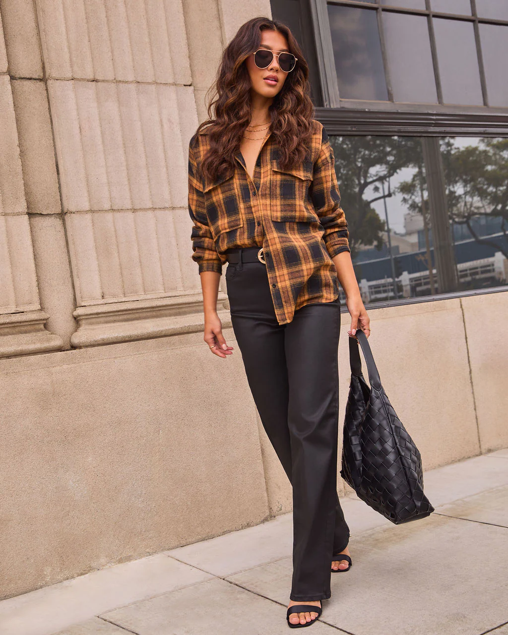 Petaluma Cotton Blend Plaid Button Down Top - Image 40