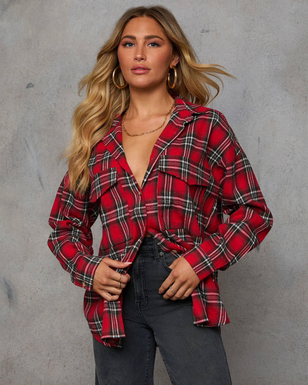 Petaluma Cotton Blend Plaid Button Down Top - Image 43