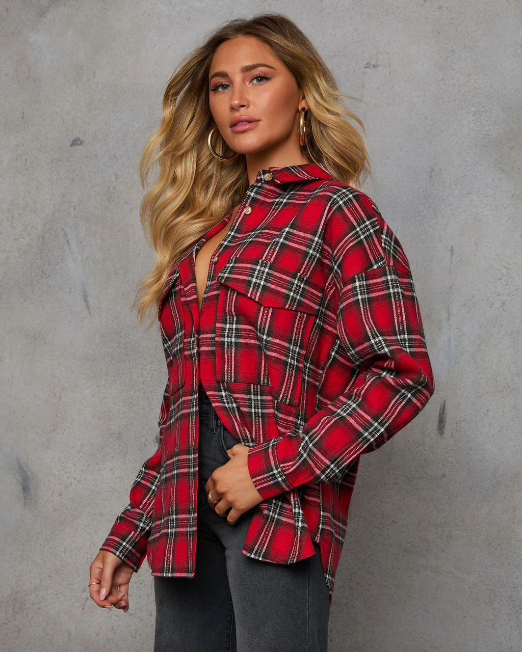 Petaluma Cotton Blend Plaid Button Down Top - Image 45