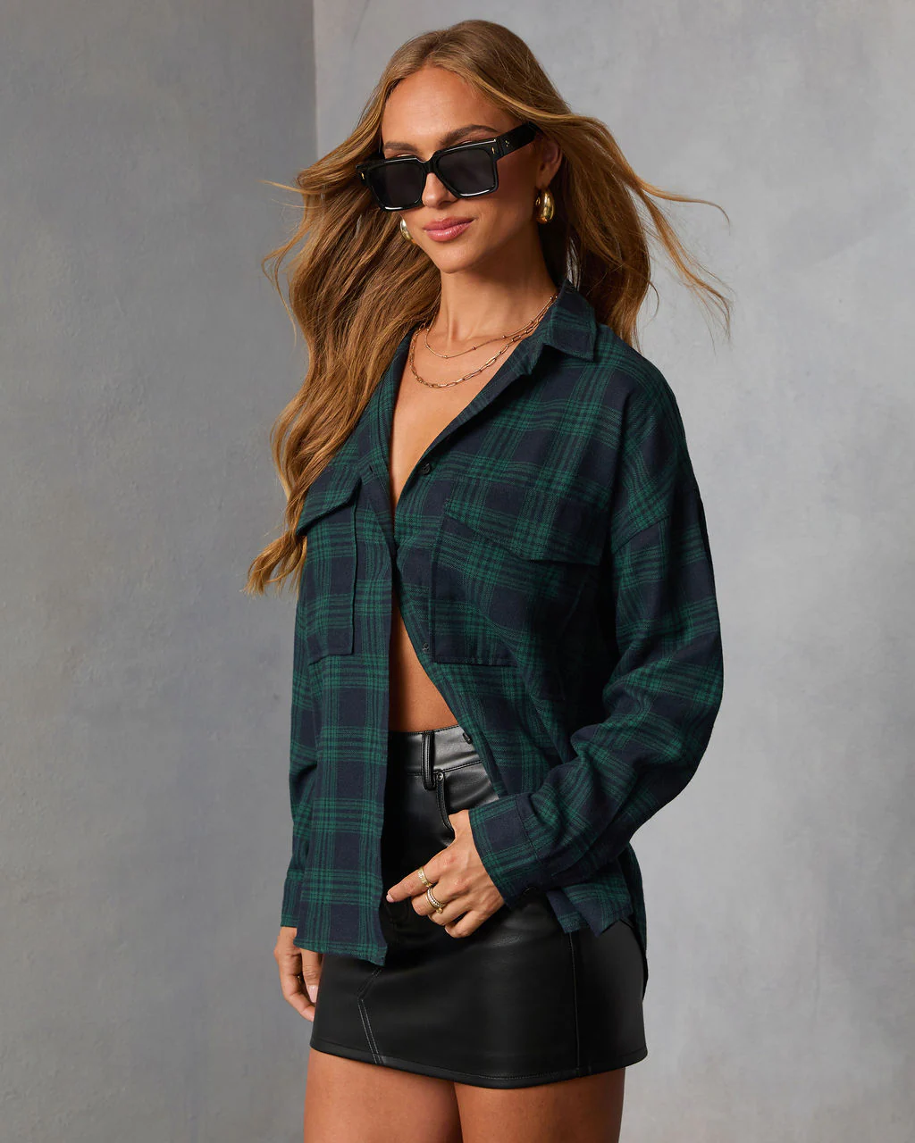 Petaluma Cotton Blend Plaid Button Down Top - Image 9