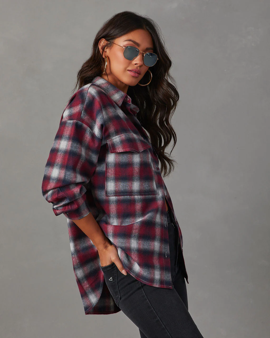 Petaluma Cotton Blend Plaid Button Down Top (TEST Copy) - Image 3