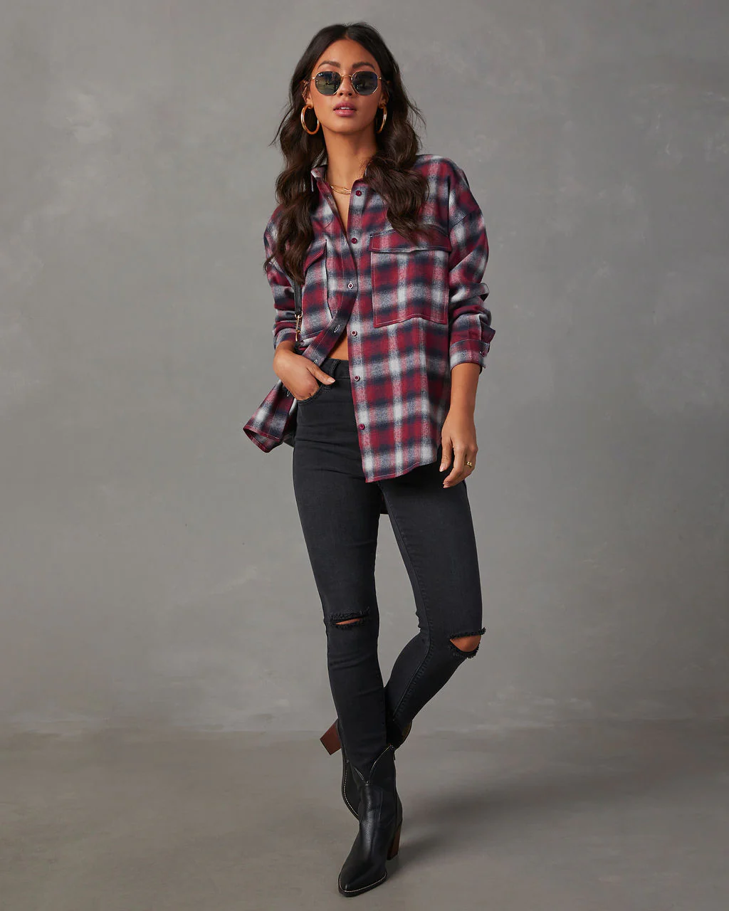Petaluma Cotton Blend Plaid Button Down Top (TEST Copy) - Image 6