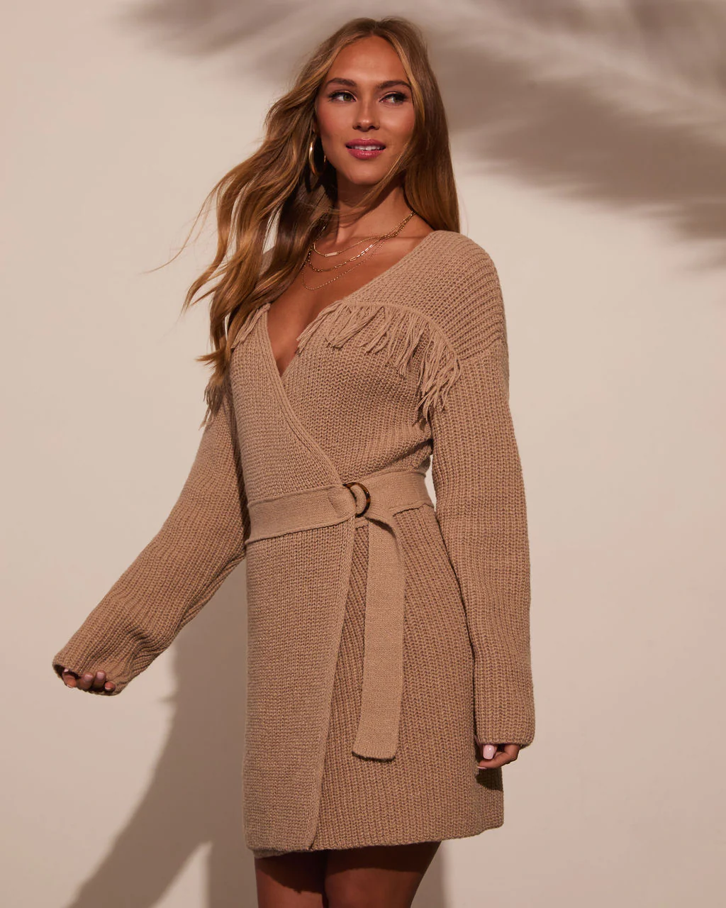 Phebe Wrap Mini Sweater Dress - Image 3