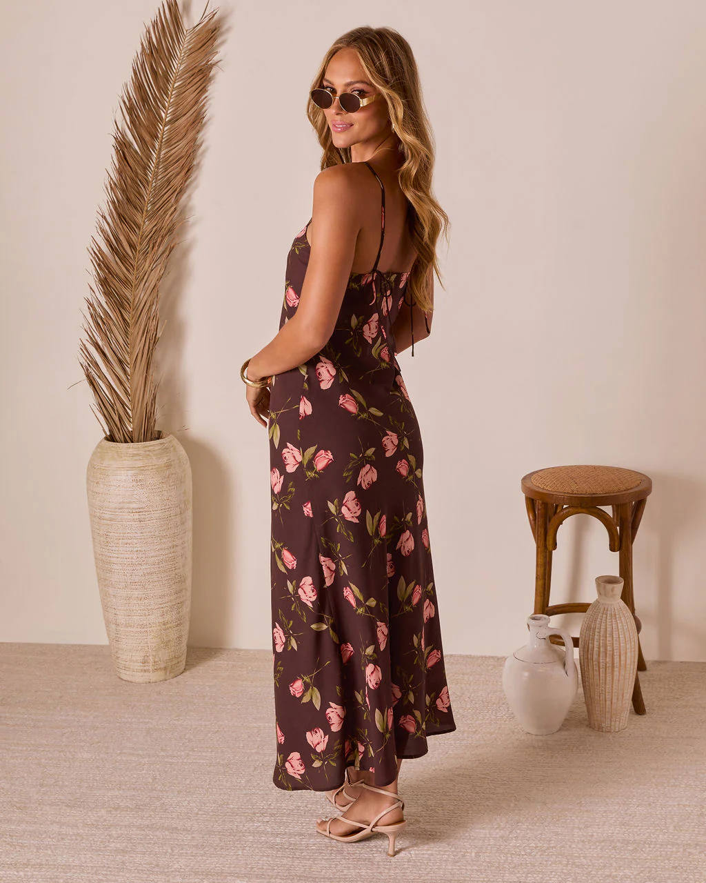 Picking Petals Satin Floral Maxi Dress - Image 4