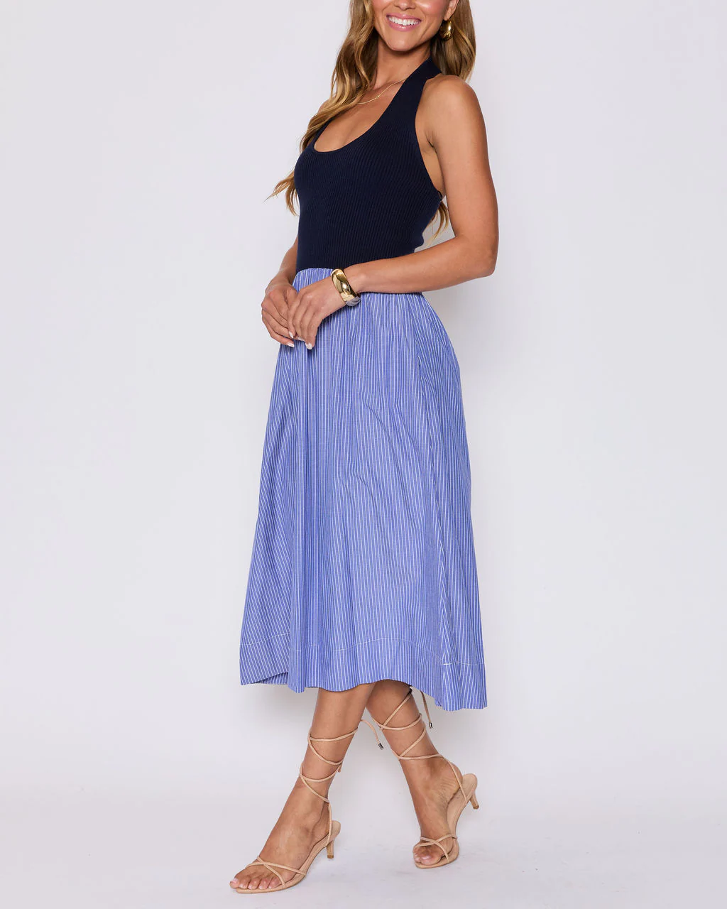 Piper Contrast Knit Halter Maxi Dress - Image 3
