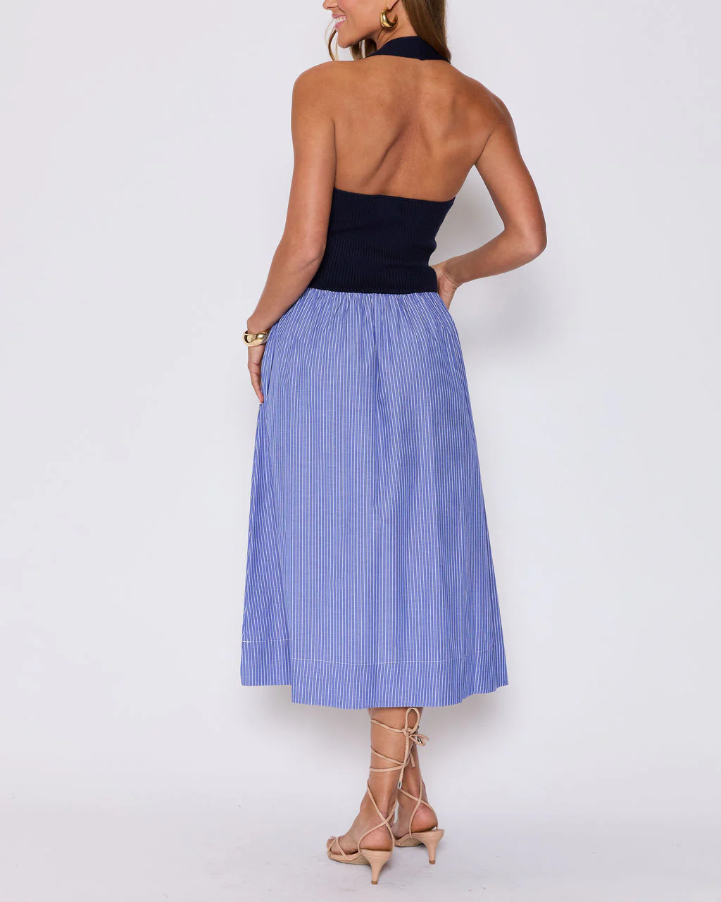 Piper Contrast Knit Halter Maxi Dress - Image 4